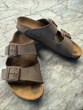 Birkenstock Brown Two-Strap Buckle Sandals